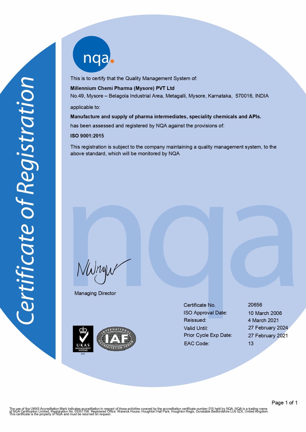 ISO Registration Certificate